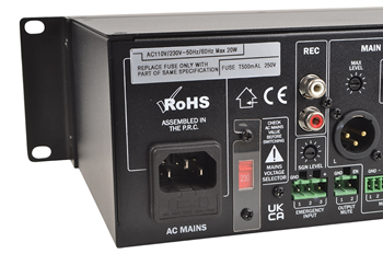 2 Zone Installation Mixer with 4 Dual Stereo Channels + 2 Mic Inputs